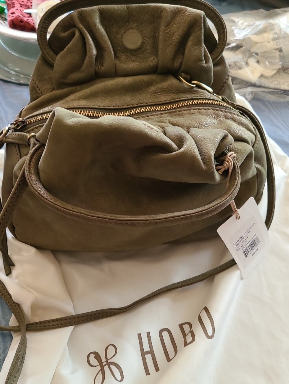 HOBO Olive Leather Slouch Hobo Bag - Picture 6 of 10